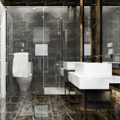 Ristrutturazione bagno - bagno moderno bianco e nero - Marco passerini impianti